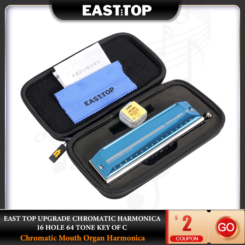 Harmonica 10 Hole - EASTTOP EAP-16 Chromatic Harmonica 16หลุม64 Tone