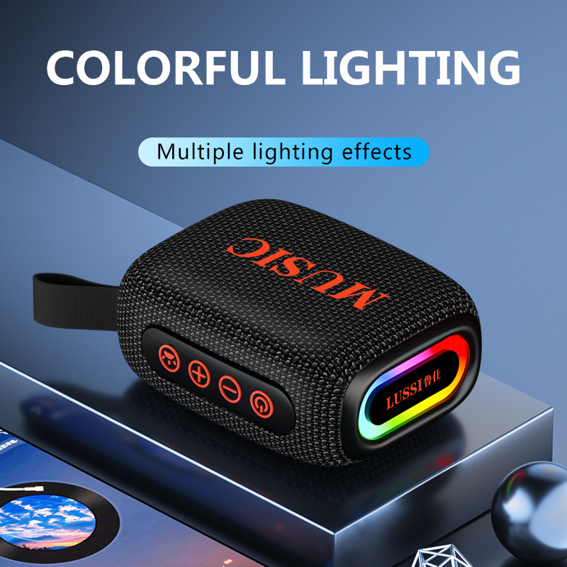 Audio Music Spotify - ลำโพงบลูทูธไร้สายแบบพกพา กันน้ำ พร้อมไฟ RGB, อุปกรณ์เสียงสเตอริโอ HIFI