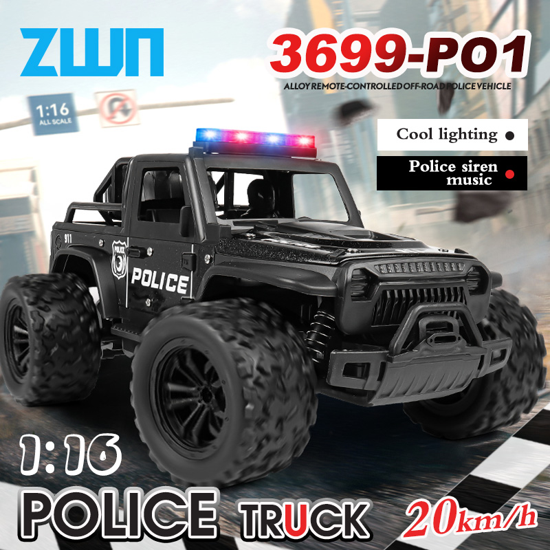 Audio Music Box - ZWN 1:16 ล้อแม็กความเร็วสูง Off-Road รถบรรทุกตํารวจ RC