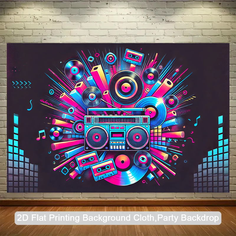 Audio House Music - ผลิตภัณฑ์แบบแบน 2 มิติ ชิ้นเดียว กล่องเครื่องเสียงพกพาสไตล์เรโทร พร้อมผ้าพื้นหลังลายเทป