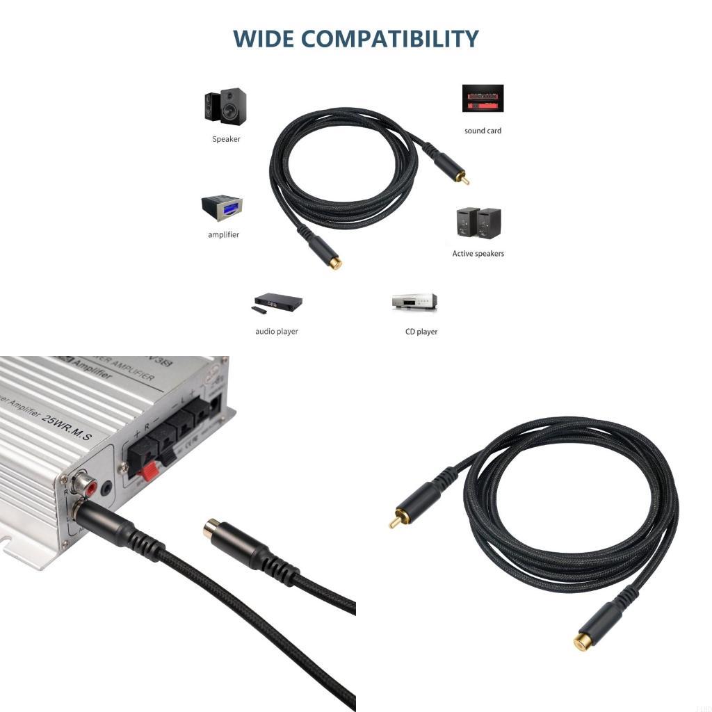 Enhance Audio Music Quality - J1HD Music Extension Cable สำหรับซับวูฟเฟอร์, สายเคเบิลตัวผู้เป็นตัวเมียพร้อมขั้วต่อชุบทองสำหรับระบบอะนาล็อก