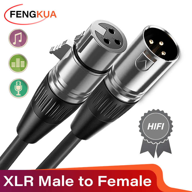Audio Music Box - สายเคเบิล3Pin XLR ตัวผู้กับตัวเมียสายไมโครโฟนสำหรับเครื่องผสมเครื่องขยายเสียงอะนาล็อกสายลำโพง XLR