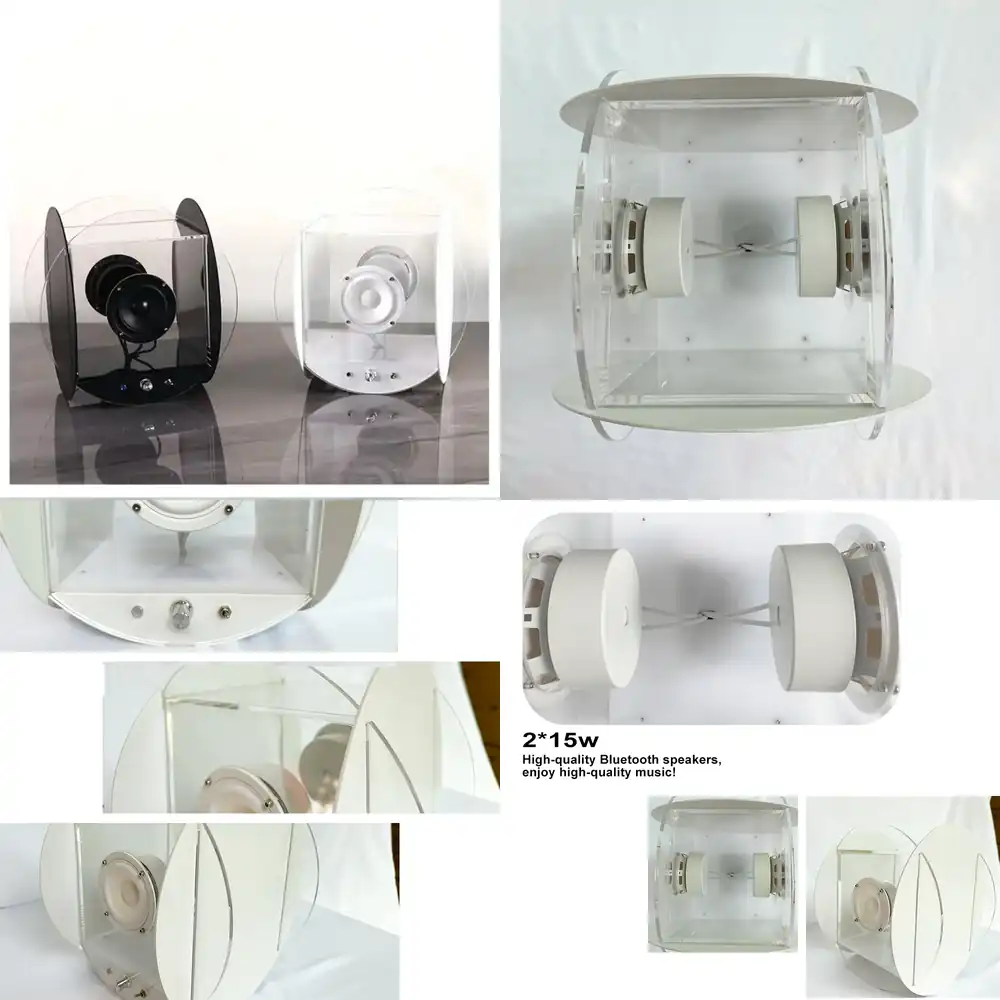 Audio Music Box - ลำโพงบลูทูธโปร่งใสสีฟ้า ขนาด 15 นิ้ว ลำโพงไร้สายสำหรับคอมพิวเตอร์ ระบบเสียงระดับมืออาชีพ