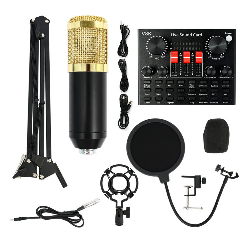 Audio Music Grading - ชุดไมโครโฟนคอนเดนเซอร์ BM800 สำหรับพอดแคสต์ พร้อมออดิโออินเทอร์เฟซ มิกเซอร์บอร์ด ระดับสตูดิโอ