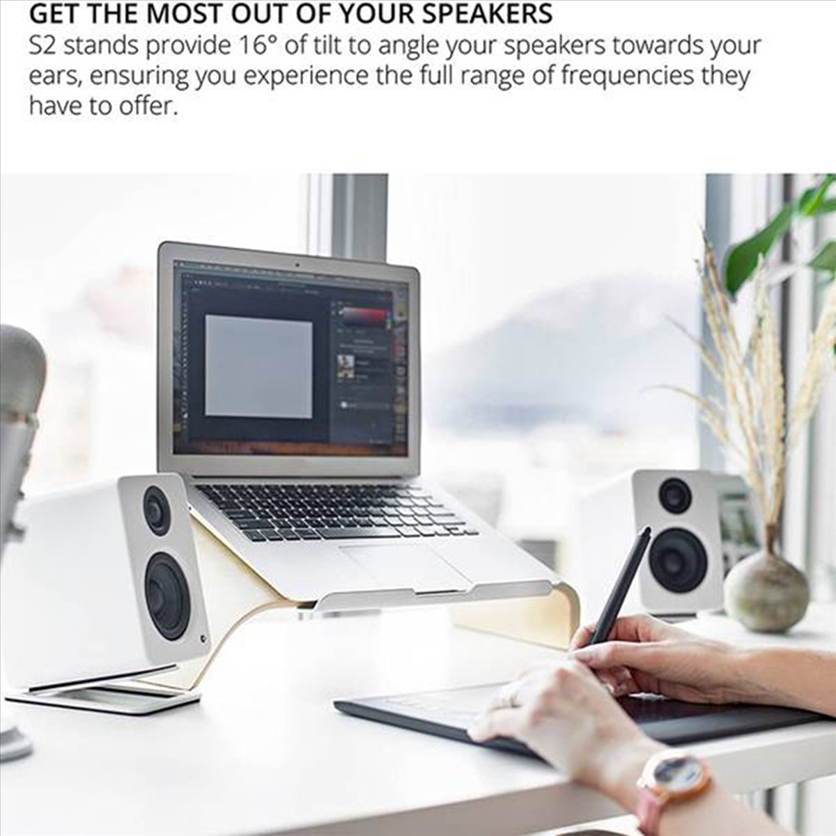 Studio Monitor Speaker - 2 แพ็ค ขาตั้งลำโพงคอมพิวเตอร์แบบเอียงสำหรับ MR4 MR3 MR3BT