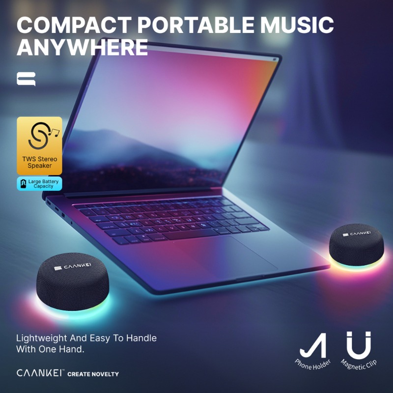 ลำโพงบลูทูธแม่เหล็กพร้อมไฟ RGB - Audio Music Spotify บทวิจารณ์และราคา